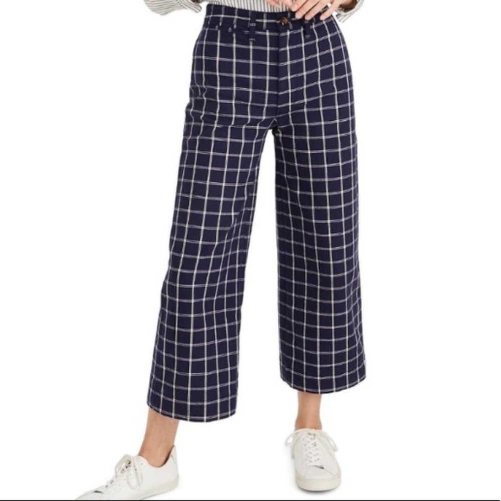 Madewell plaid wide leg trouser